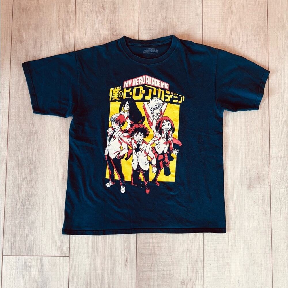 Licensed My Hero Academia Navy Midoriya Bakugo Todoroki Manga Graphic Tee | L